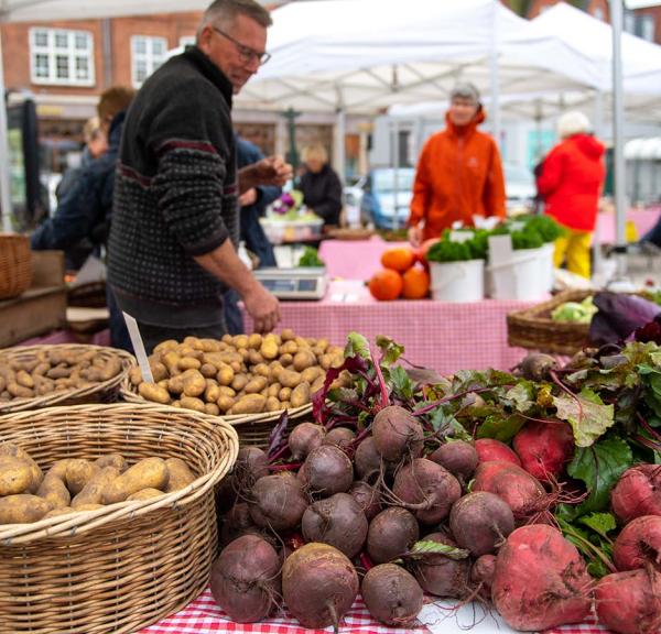 Market in Viborg with local produce