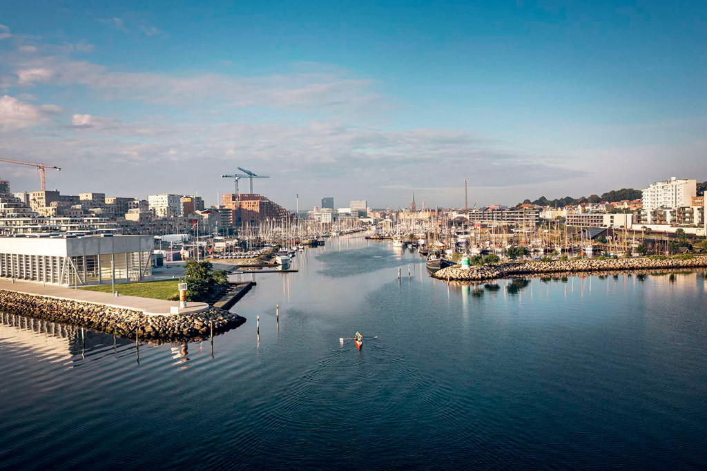 Aarhus seen from the oceanside and the yacht harbour