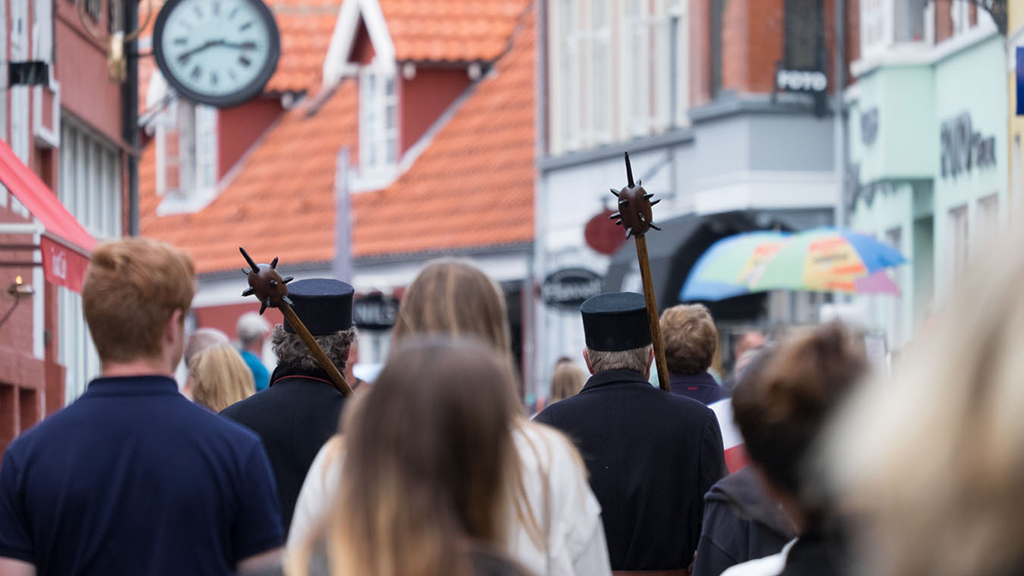 Vægtergang i Ebeltoft på Djursland