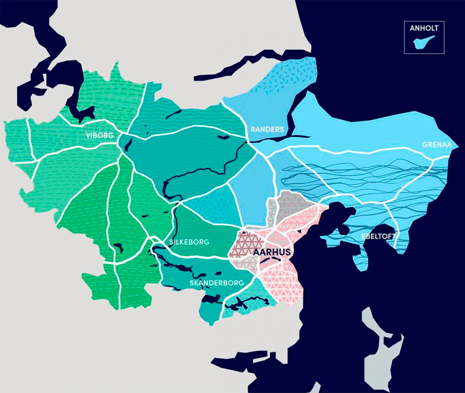 Kort over Aarhusregionen