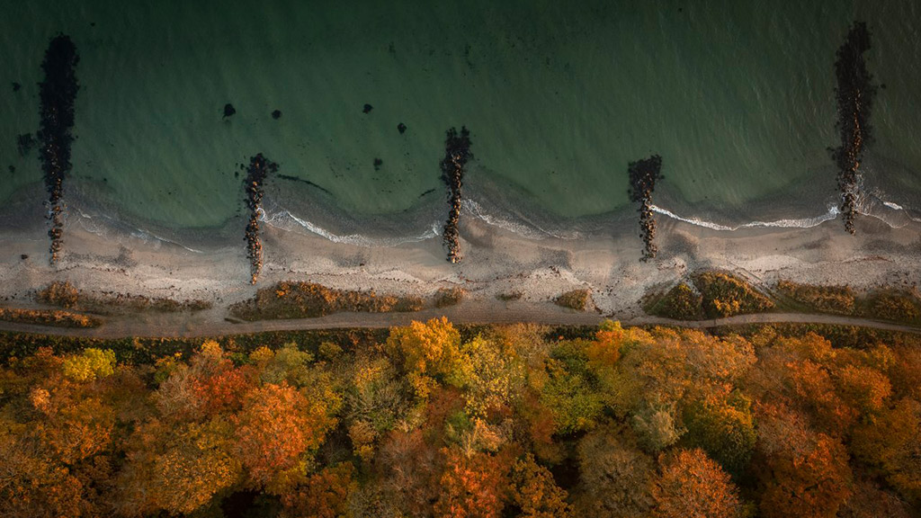 Ballehage strand ved Aarhus set fra luften