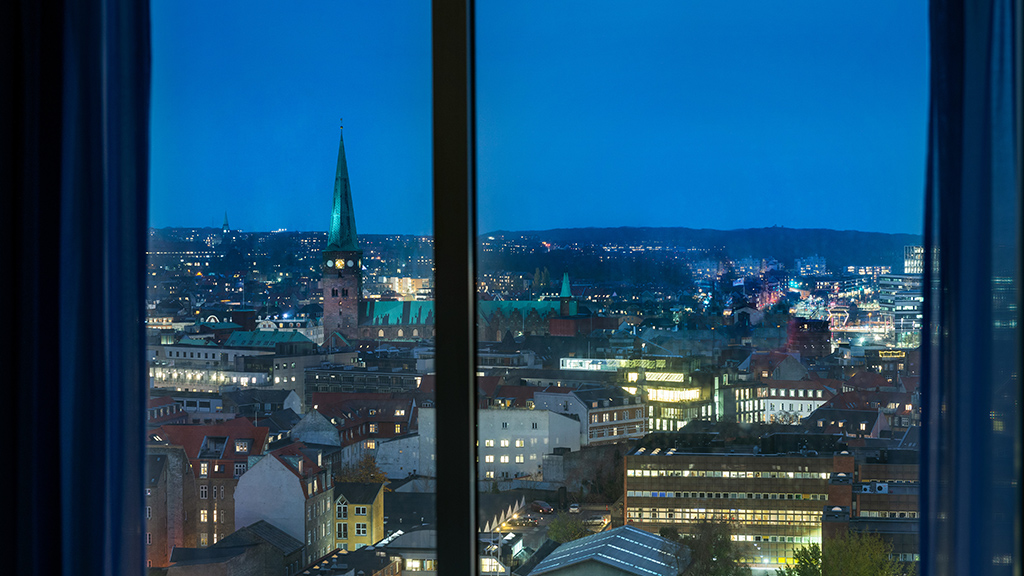 Udsigt ud over Aarhus fra hotel Comwell Aarhus
