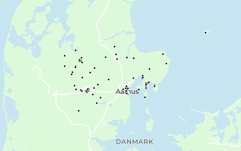 Kort over ture på egen hånd i Aarhusregionen