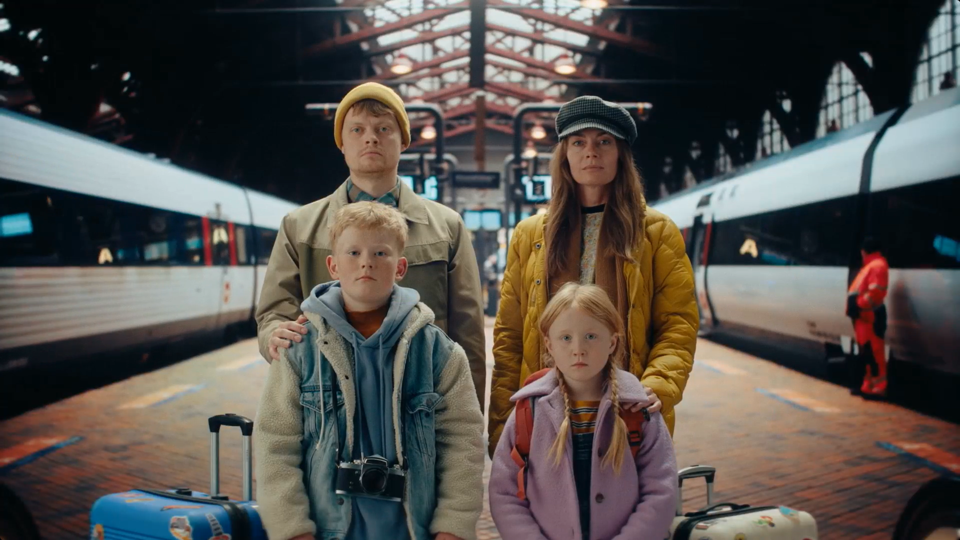 Family at the train station in Aarhus