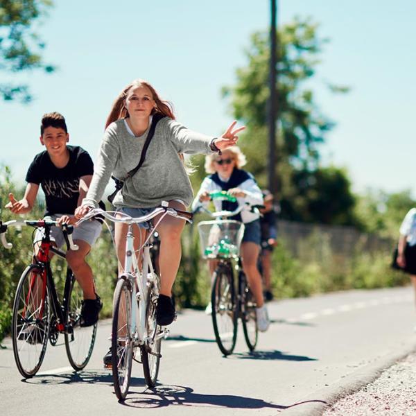 Bikes on the biking path by Risskov