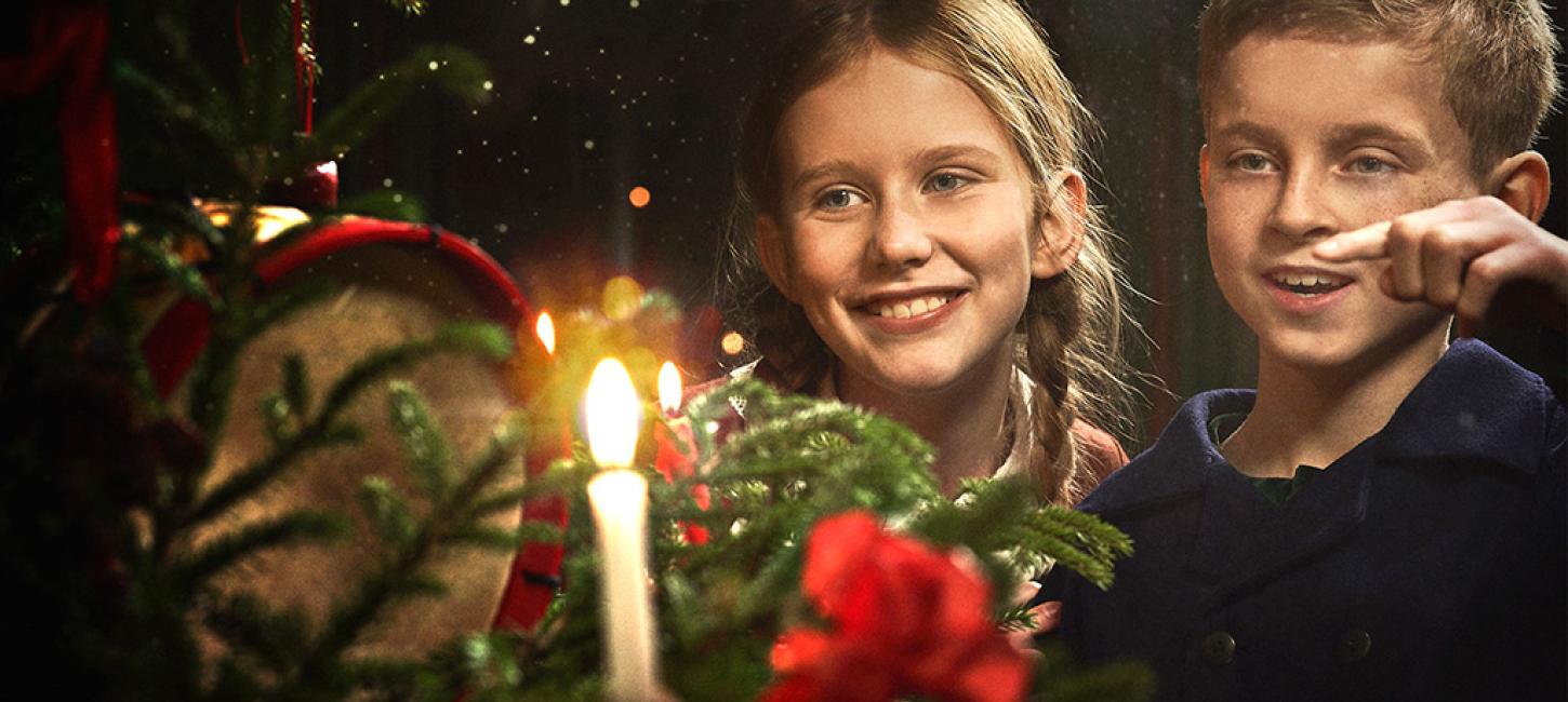 Children celebrate Christmas in Den Gamle By in Aarhus