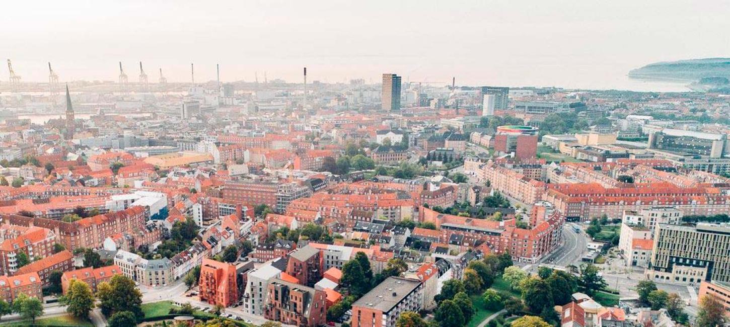 Luftfoto af aarhus set fra Væksthusene