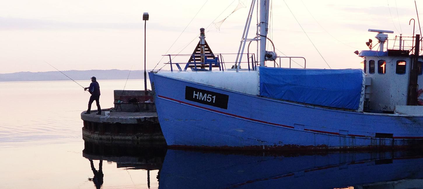 Fishing from the harbour in Ebeltoft on Djursland