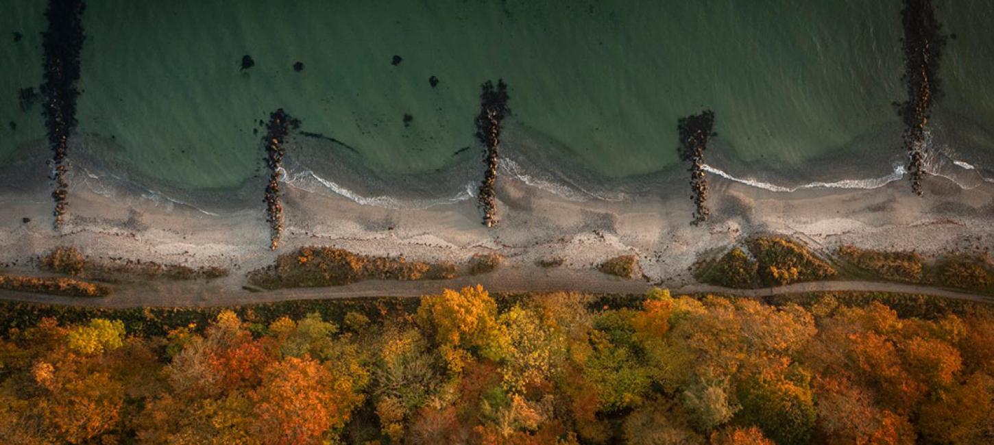 Ballehage strand ved Aarhus set fra luften