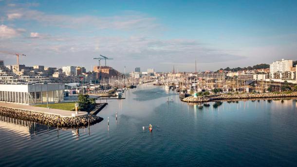 Aarhus seen from the oceanside and the yacht harbour