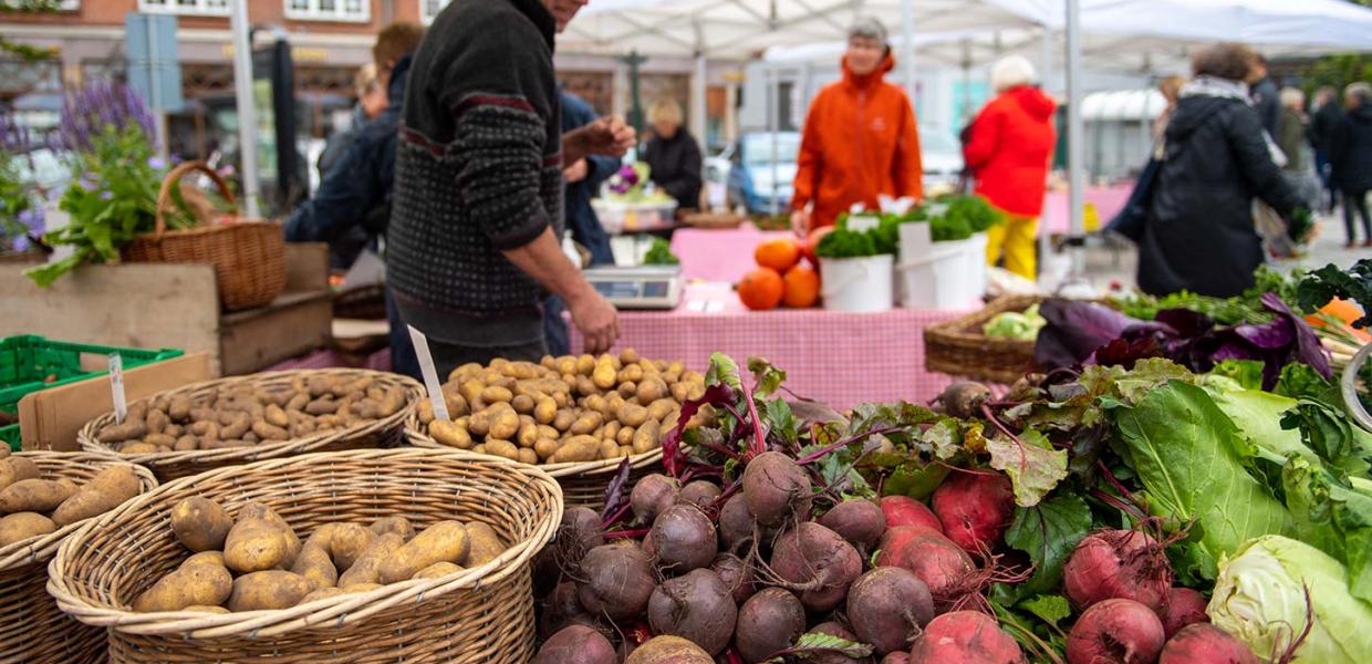 Market in Viborg with local produce