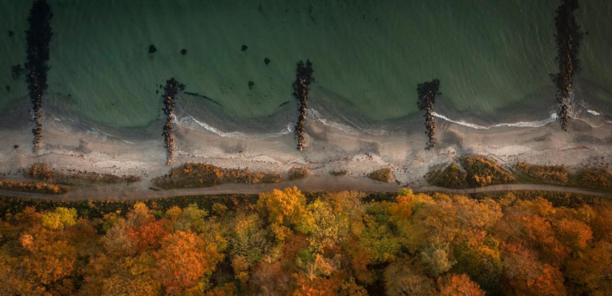 Ballehage strand ved Aarhus set fra luften