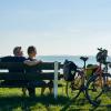 Couple on a bike trip on Djursland in Denmark