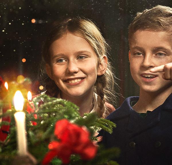 Children celebrate Christmas in Den Gamle By in Aarhus