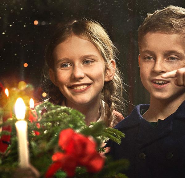 Children celebrate Christmas in Den Gamle By in Aarhus