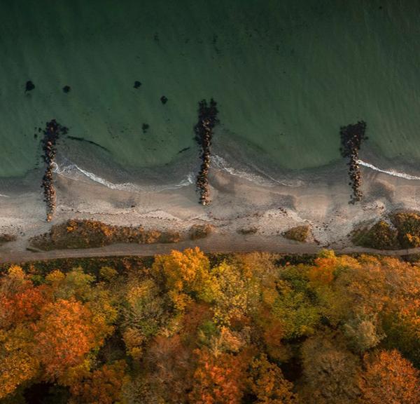 Ballehage strand ved Aarhus set fra luften